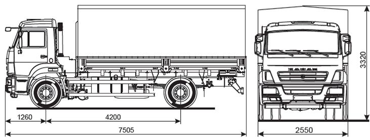 Габариты бортового Камаз 43253 - фото